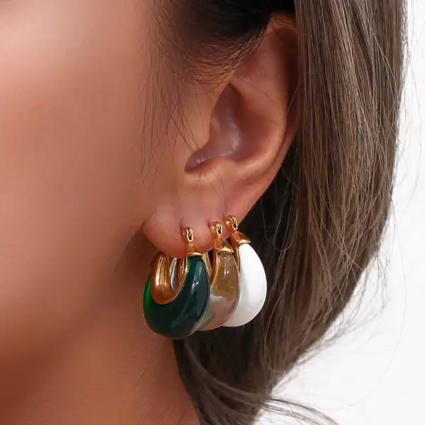 Wholesale PVD Coated Real Gold Plated 18K Gold Geometric 304 Stainless Steel Fashion Waterproof Non Tarnish Earrings