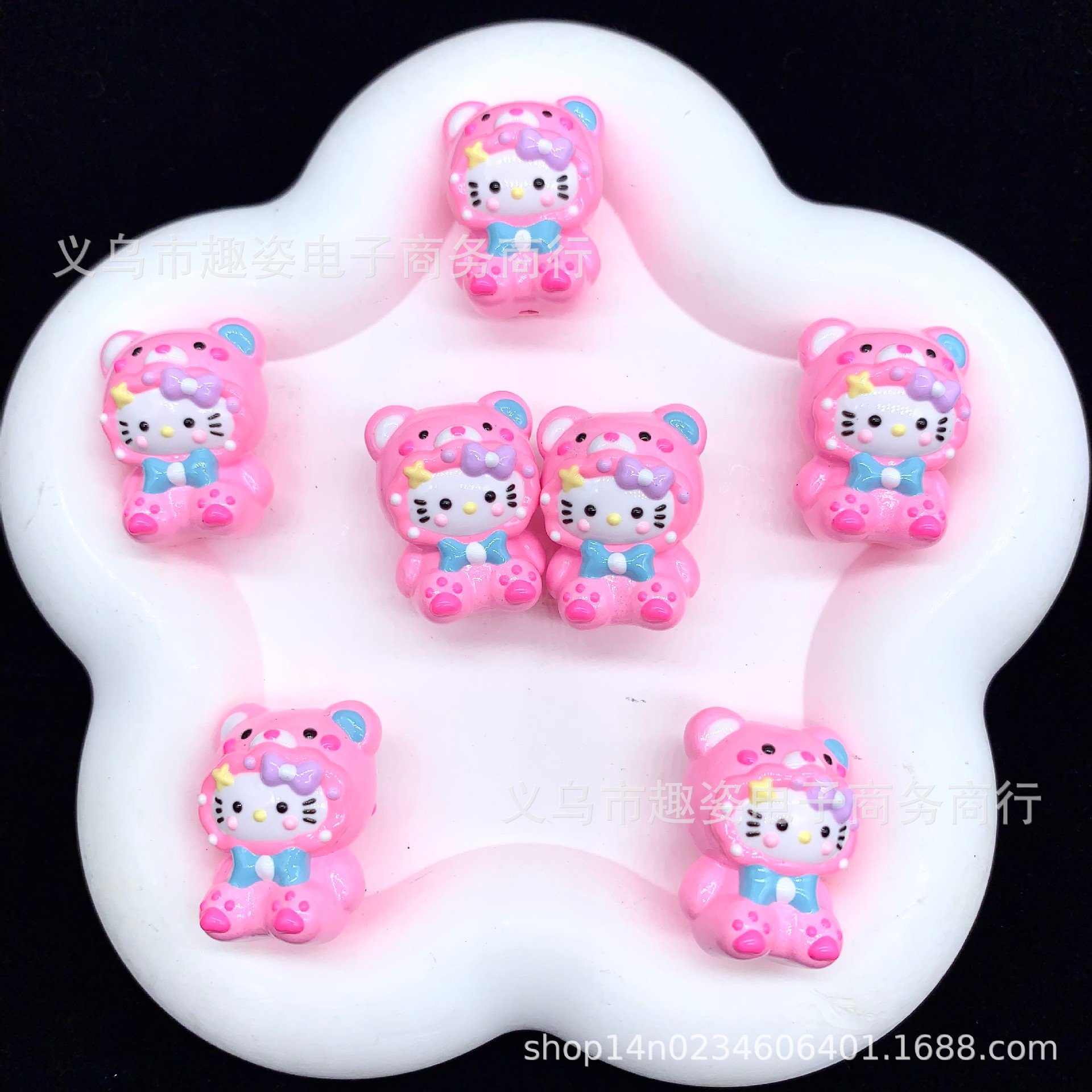 Wholesale Pink cartoon cat beaded bracelet
