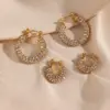Wholesale PVD Coated Real Gold Plated 18K Gold Geometric 304 Stainless Steel Retro Waterproof Non Tarnish Earrings