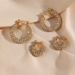 Wholesale PVD Coated Real Gold Plated 18K Gold Geometric 304 Stainless Steel Retro Waterproof Non Tarnish Earrings