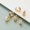 Wholesale Fashion Geometric Inlaid Zircon Alloy Artificial Gemstones Copper Earrings