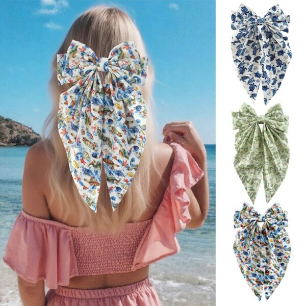 Wholesale New Turtle Hairpin Holiday Style Bow Streamer Spring Clip Whale Shark Ocean Series Hairpin Hair Accessories