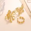 Wholesale PVD Coated 18K Gold Plated Real Gold Plated Butterfly Daisy 304 Stainless Steel Vacation Waterproof Non Tarnish Open Rings