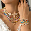 Wholesale Cross-border Bohemian Color Rice Beads Rope Necklace Bracelet suit Beach Wind Starfish Bracelet 12-piece Set