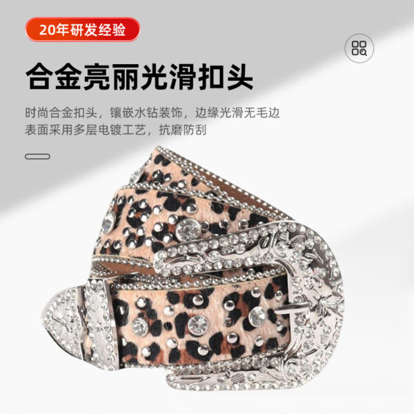 oly-957bd8307cf0ec6109ccee8d658b6ee8 Wholesale Punk Leopard Rhinestone Belt Alloy Inlay Rhinestone Belt Men and Women Fashion Casual Jeans Belt