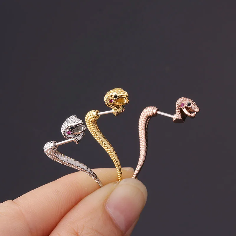 Wholesale 316L Stainless Steel Ear Cartilage Rings & Studs Snake Waterproof Non Tarnish Surgical Steel