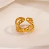 Wholesale PVD Coated 18K Gold Plated Asymmetrical 304 Stainless Steel Hip-Hop Waterproof Non Tarnish Open Rings