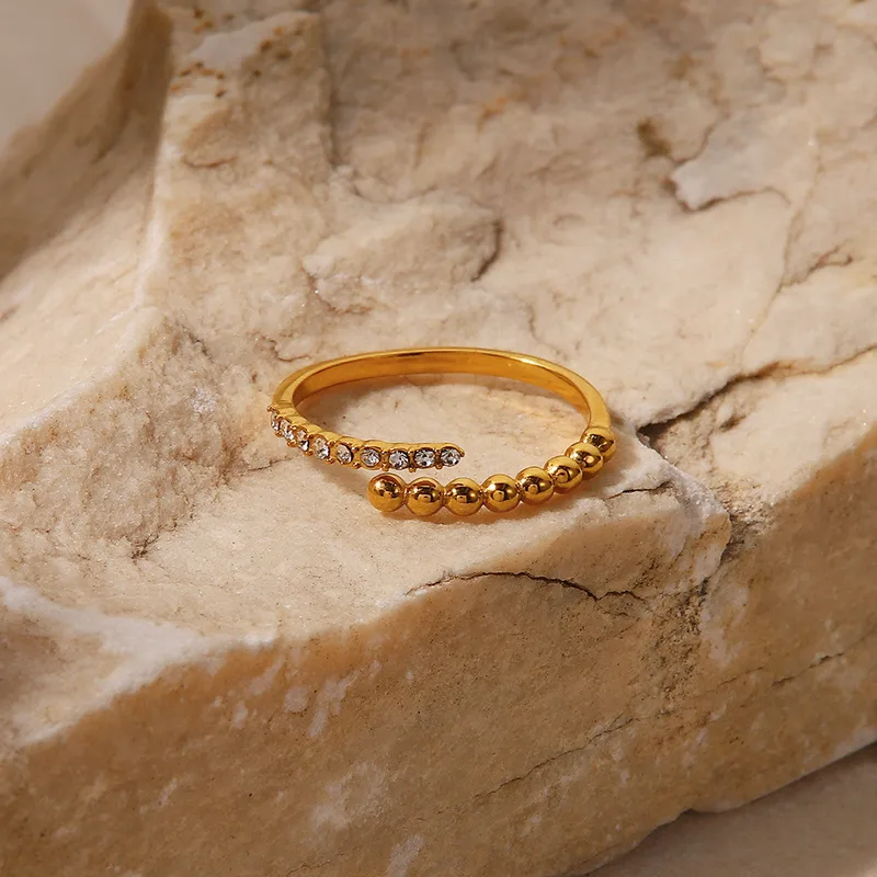 Wholesale PVD Coated Real Gold Plated Geometric 316 Stainless Steel Fashion Waterproof Non Tarnish Open Ring