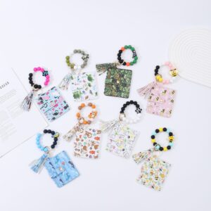 Wholesale Cardholder keychain PU tassel print animal keychains