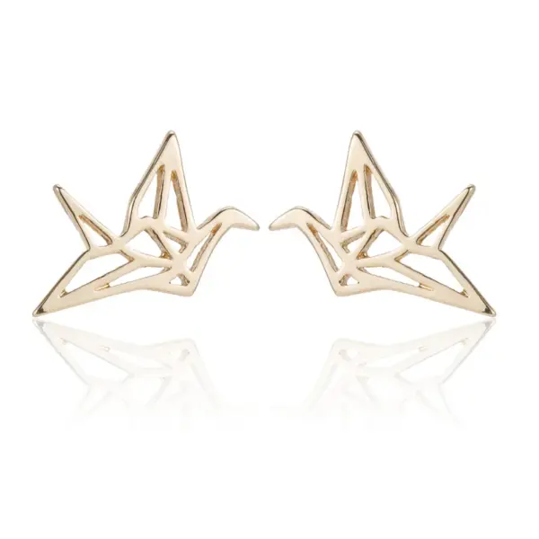 Wholesale PVD Coated 18K Gold Real Gold Plated Paper Crane 304 Stainless Steel Simple Style Korean Style Waterproof Non Tarnish Earrings Ear Studs