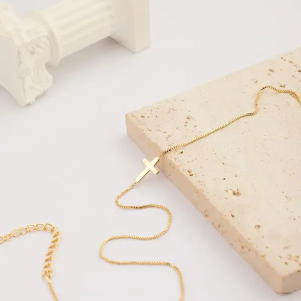 Wholesale Jewelry Basic Simple Style Classic Style Cross 304 Stainless Steel Plating Pendant Necklace Necklace Cable Chain Box Chain