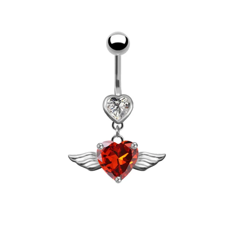 Wholesale Fashion Heart Shape Stainless Steel Plating Zircon Belly Ring