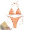 oly-95a59b1717d154abf988a954b5bae645 Wholesale 2023 new European and American fashion sexy leopard print bronzing swimsuit women's halter lace-up hot spring beach vacation bikini