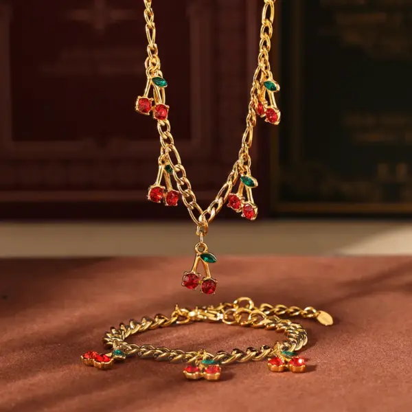 304 Stainless Steel Glass Geometric PVD Coated 18K Real Gold Plated Real Gold Plated Princess Luxurious British Style Waterproof Non Tarnish Plating Jewelry Set