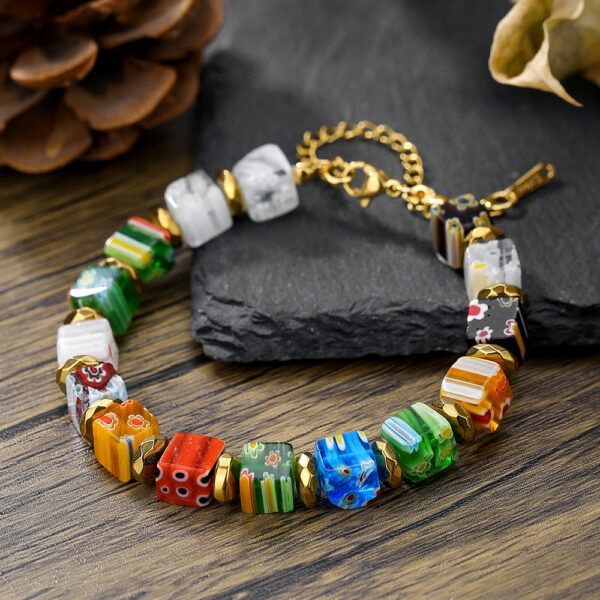 Wholesale handmade Murano thousand flower glass beads bracelet fashion beaded DIY personality crystal bracelet