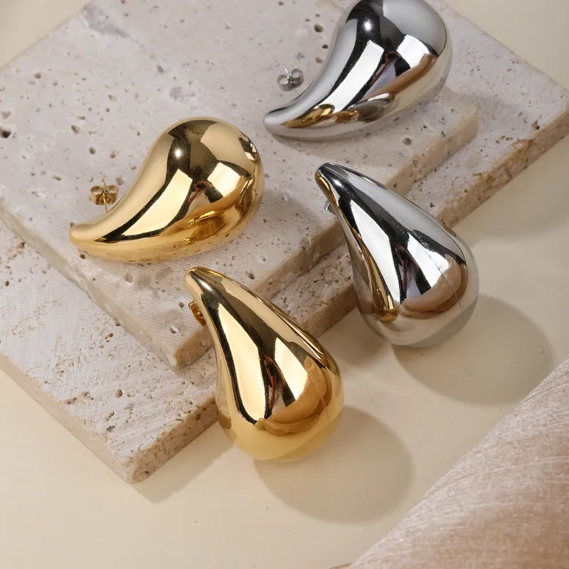 Wholesale 304 Stainless Steel Water oplets PVD Coated 18K Real Gold Plated 18K Gold Classic Style Waterproof Non Tarnish Plating Ear Studs