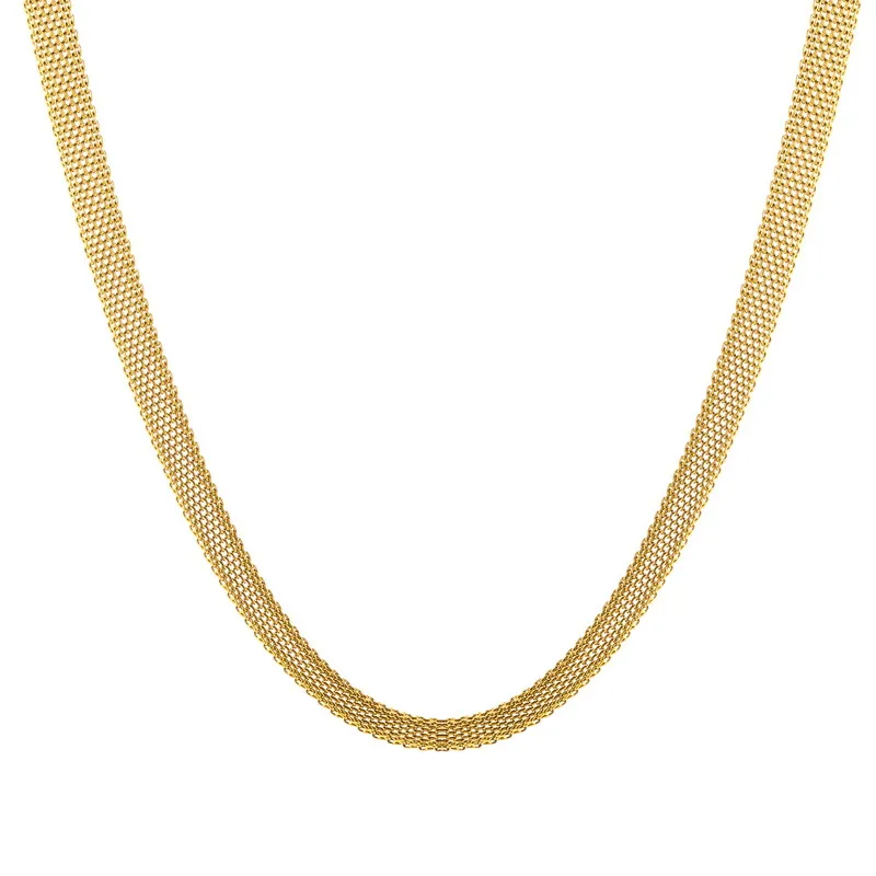 Wholesale PVD Coated Real Gold Plated 18K Gold Solid Color 304 Stainless Steel Vintage Style Waterproof Non Tarnish Necklace