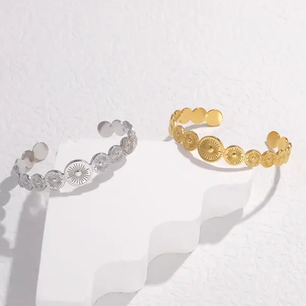 Fashion Sun 304 Stainless Steel 18K Gold Plated Stainless Steel Bracelets In Bulk