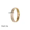 Wholesale Jewelry Fashion Geometric 304 Stainless Steel Zircon Gold Plated Inlay Rings