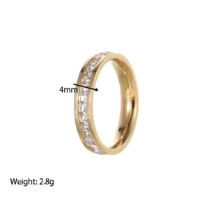 Wholesale Jewelry Fashion Geometric 304 Stainless Steel Zircon Gold Plated Inlay Rings