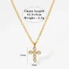 Wholesale PVD Coated Real Gold Plated 16K Gold White Gold Plated Cross 304 Stainless Steel Modern Style Artistic Waterproof Non Tarnish 304 Stainless Steel Necklace