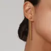 304 Stainless Steel Solid Color PVD Coated Real Gold Plated 18K Gold Simple Style Classic Style Waterproof Non Tarnish Plating Gold Drop Earrings