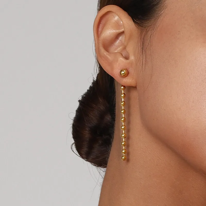 Wholesale 304 Stainless Steel Solid Color PVD Coated Real Gold Plated 18K Gold Simple Style Classic Style Waterproof Non Tarnish Plating Gold op Earri