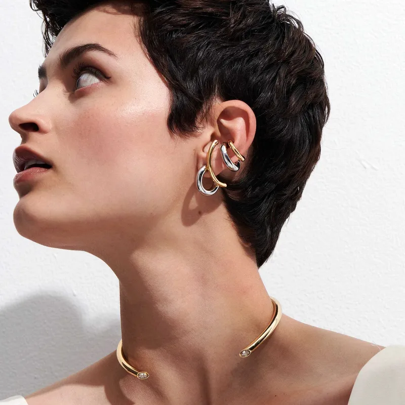 Wholesale Real Gold Plated 304 Stainless Steel PVD Coated Geometric Waterproof Non Tarnish Modern Style Simple Style Commute Ear Studs For Women's