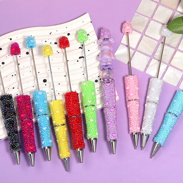 Wholesale beadable pens DIY glass mermaid bead love full diamond bead pen