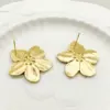 Stainless Steel Flower PVD Coated Stone-Free Real Gold Plated Gold Plated Casual Cute Sweet Waterproof Non Tarnish lishing Plating Gold Ear Studs