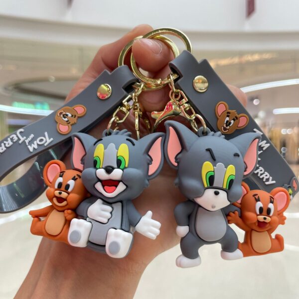 Wholesale Cartoon Cat and Mouse Keychain Animation Tom Cat Doll School Bag Pendant Car Key Chain Small Gift