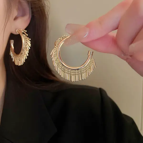 Wholesale 1 Pair Retro Exaggerated C Shape Plating Copper 18k Gold Plated Ear Studs