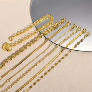 201 Stainless Steel Solid Color PVD Coated 18K Gold Plated Real Gold Plated Simple Style Waterproof Non Tarnish Plating Gold Bracelets