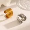 Wholesale Ion Plating (IP) 18K Gold Plated Geometric 304 Stainless Steel Streetwear Cool Style Waterproof Non Tarnish Open Rings