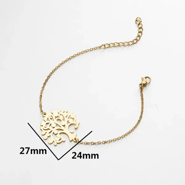 Wholesale PVD Coated 18K Gold Real Gold Plated Tree 201 Stainless Steel Modern Style Waterproof Non Tarnish 201 Stainless Steel Bracelets