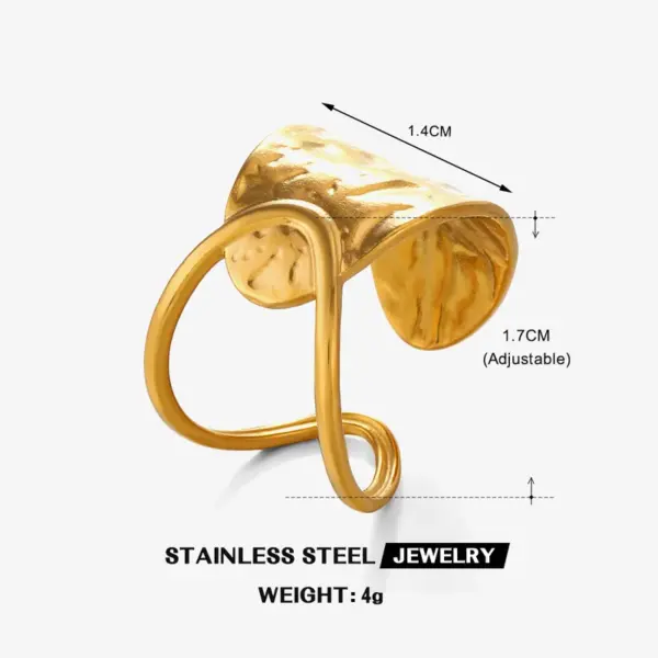 Ion Plating (IP) 18K Gold Plated Lines 304 Stainless Steel IG Style Waterproof Non Tarnish Open Rings