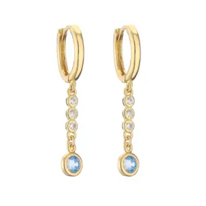 Golden White Blue Diamond Long Pair