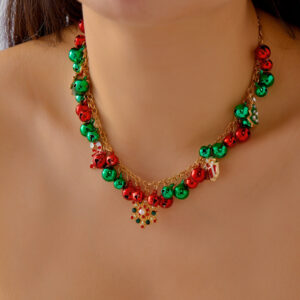 Christmas tree bell pendant necklace