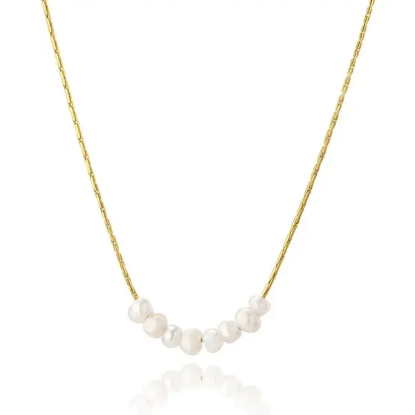 Wholesale PVD Coated 18K Gold Real Gold Plated Water Droplets 304 Stainless Steel Imitation Pearl IG Style Waterproof Non Tarnish 304 Stainless Steel Necklace