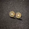 PVD Coated 18K Gold Real Gold Plated Flower 304 Stainless Steel Simple Style Waterproof Non Tarnish Ear Studs