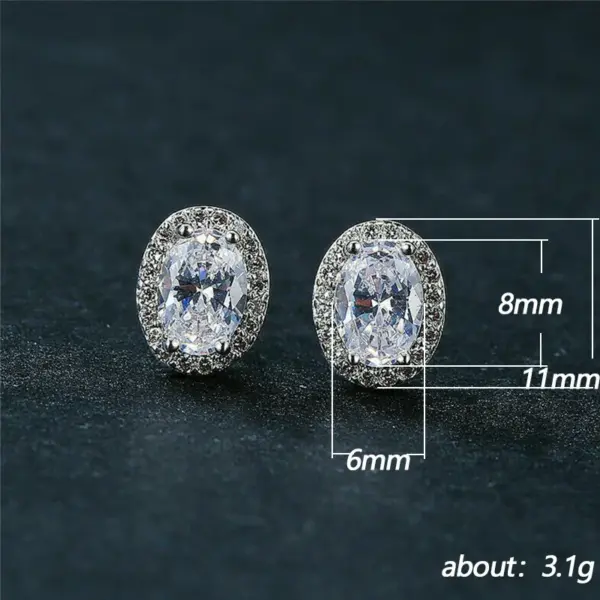 Wholesale Simple Pigeon Egg Diamond Zircon Oval Copper Earrings Female Ear Jewelry
