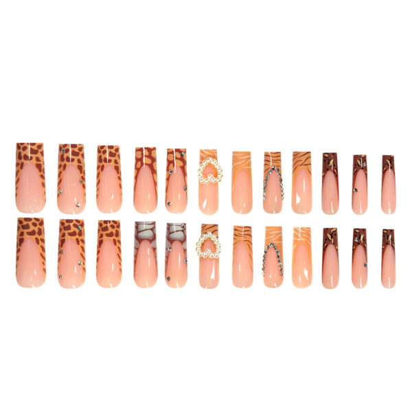 Wholesale European and American Long Pipe Crocodile Pattern French Fake Nails Love Cool Fairy Wear Armor Press on nails