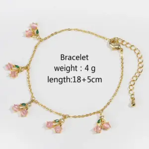 Gold White Cherry Bracelet