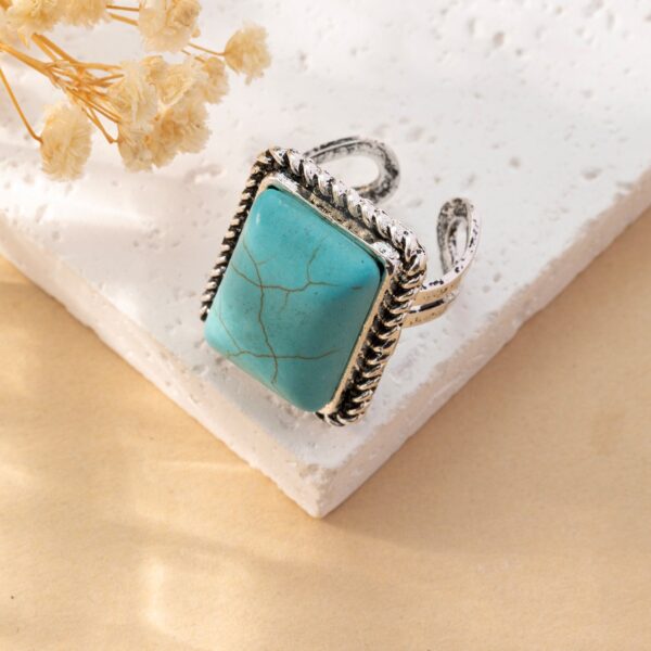 Wholesale Bohemian retro personalized turquoise ring Fashion Women's bracelet ring jewelry
