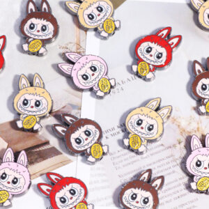 Wholesale popmart cartoon cloth alloy through hole diy cute grain heavy industry beads mobile phone chain key chain bracelet accessories