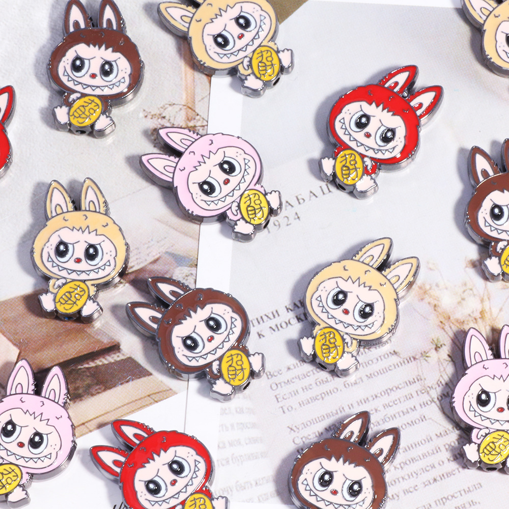 Wholesale cartoon cloth alloy through hole diy cute grain heavy industry beads mobile phone chain key chain bracelet aessories