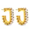 Wholesale Fashion U Shape Plating Inlay 201 Stainless Steel Zircon Stainless Steel Earrings