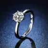 Tiktok Kuaishou Live Broadcast Celebrity Same Fashion Women's Diamond Ring Six-claw 1 Karat Couple Women's Ring Open Wedding Ring