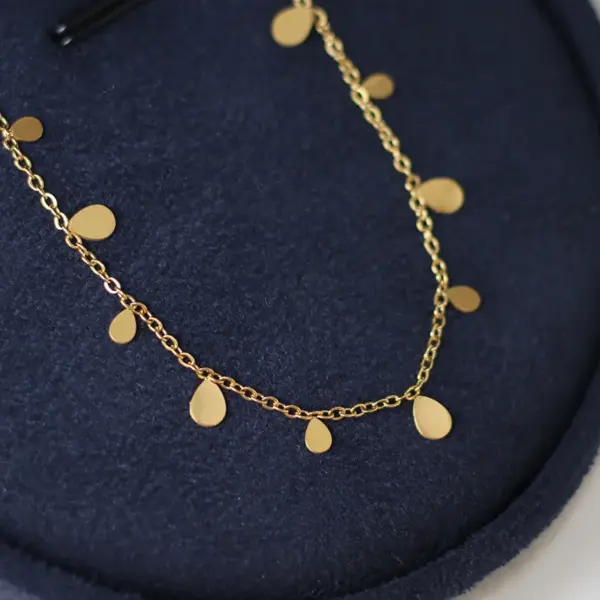 Wholesale Real Gold Plated 18K Gold Round Water Droplets Rectangle 304 Stainless Steel Elegant Classic Style Waterproof Non Tarnish 304 Stainless Steel