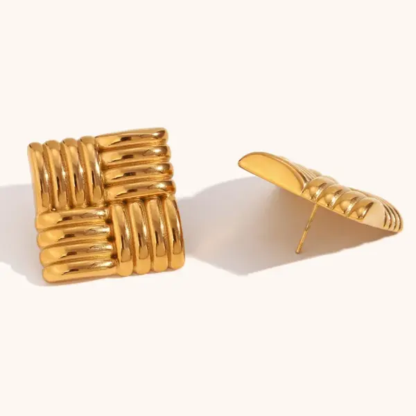 PVD Coated Real Gold Plated Solid Color 304 Stainless Steel Classic Style Waterproof Non Tarnish Ear Studs